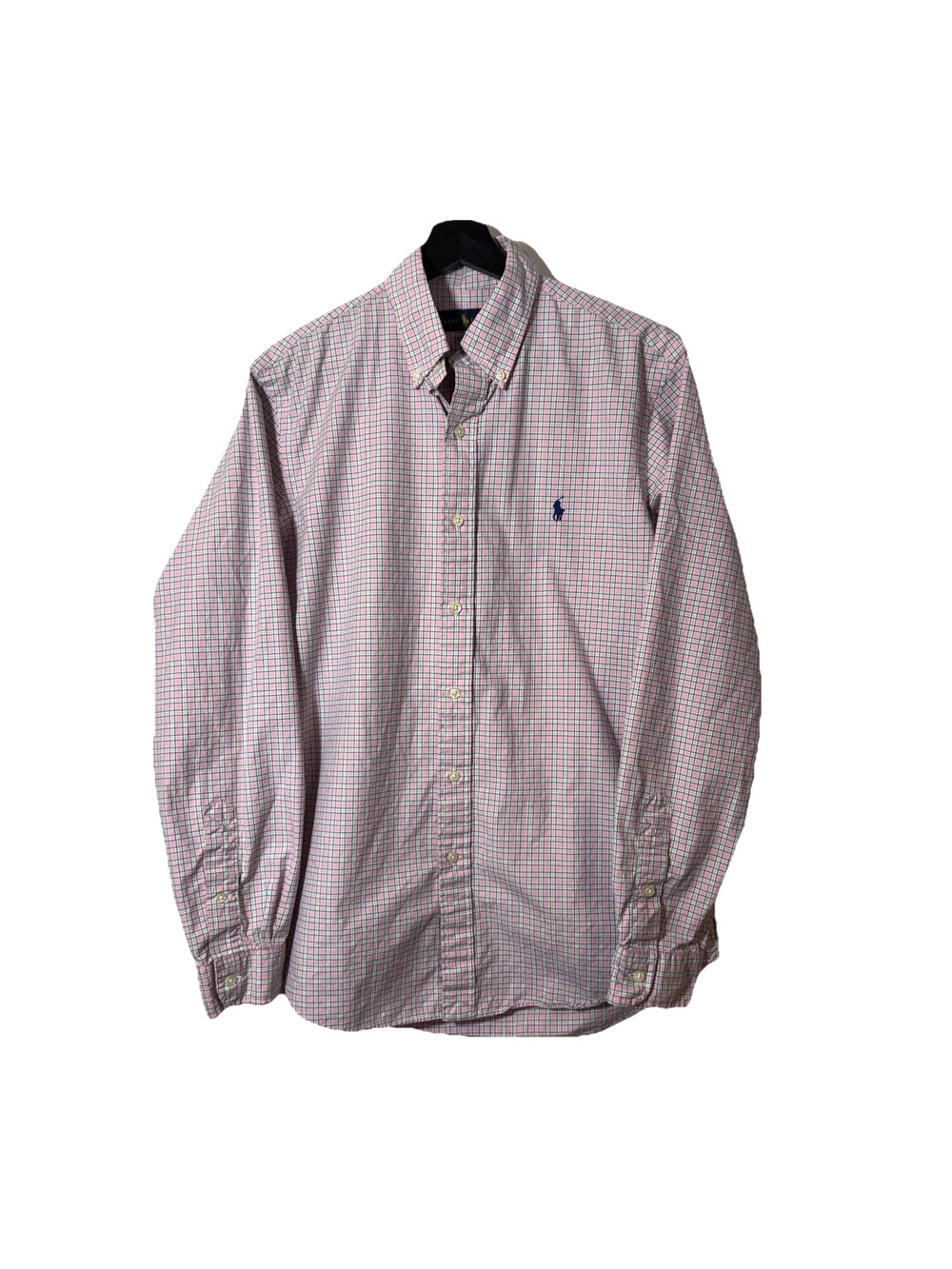 RALPH LAUREN Pink Plaid Shirt Long Sleeve Button Up Pony Logo Medium Cotton